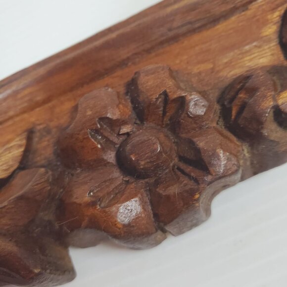 VTG Hand Carved Wooden Oval Frame Floral Boho Wall Art Frame Rustic Cottagecore - Picture 7 of 14